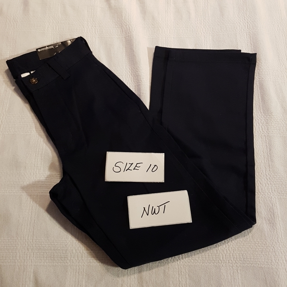 George boys size 10 slim Delgado pants, dark navy twill, adjustable waist, New